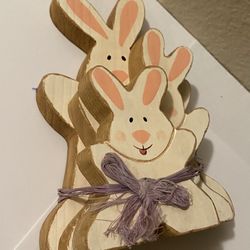 Easter Decor 3 Wooden Bunnies