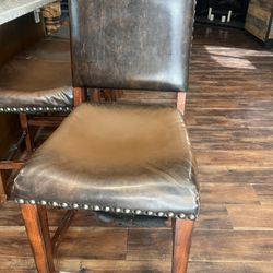 4 Leather Bar Stools 