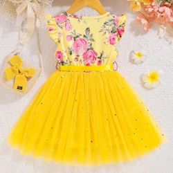 Cuty Charming Girls' Summer Dress with Ruffle Sleeves