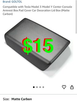 Compatible with Tesla Model 3 Model Y Center Console Armrest Box Pad Cover Car Decoration Lid Box (Matte Carbon)