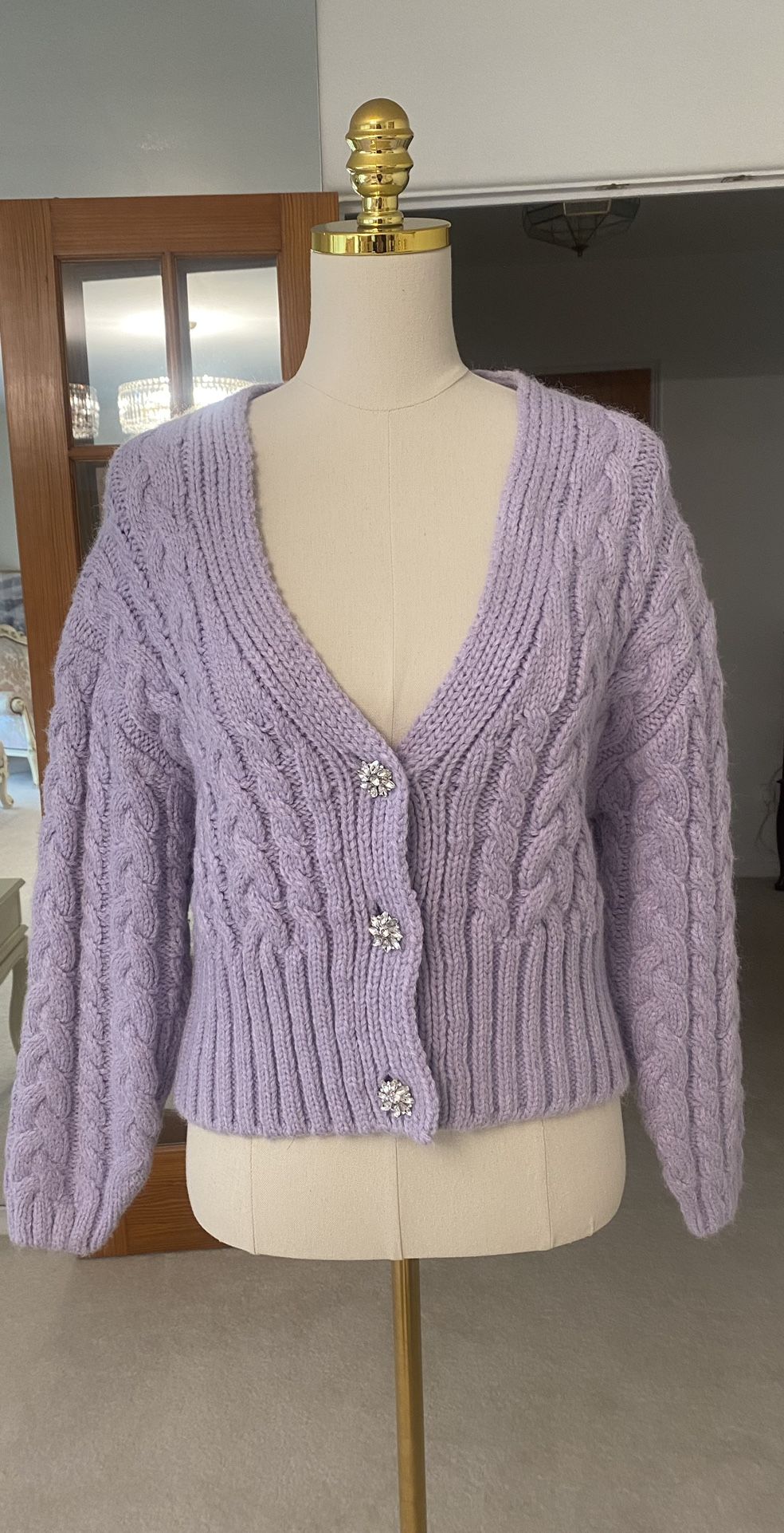 Back To School Clothes! Light Purple Thick Knit Cardigan
