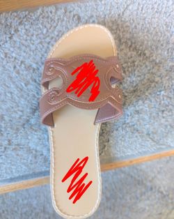 Designer Leather Cutout Slide Sandals – Tan / Brown (Size 7)
