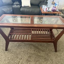 Wood & Glass Top Console Table
