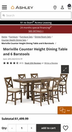 Counter Height Dinning Table and 4 Barstools