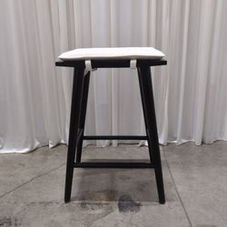 Black Wood Counter Stool with White Cushion