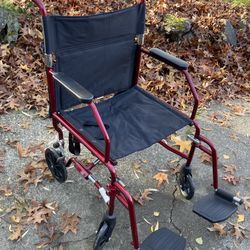Pending: Transport Chair MEDLINE Red Folds Up (Small Wheelchair)