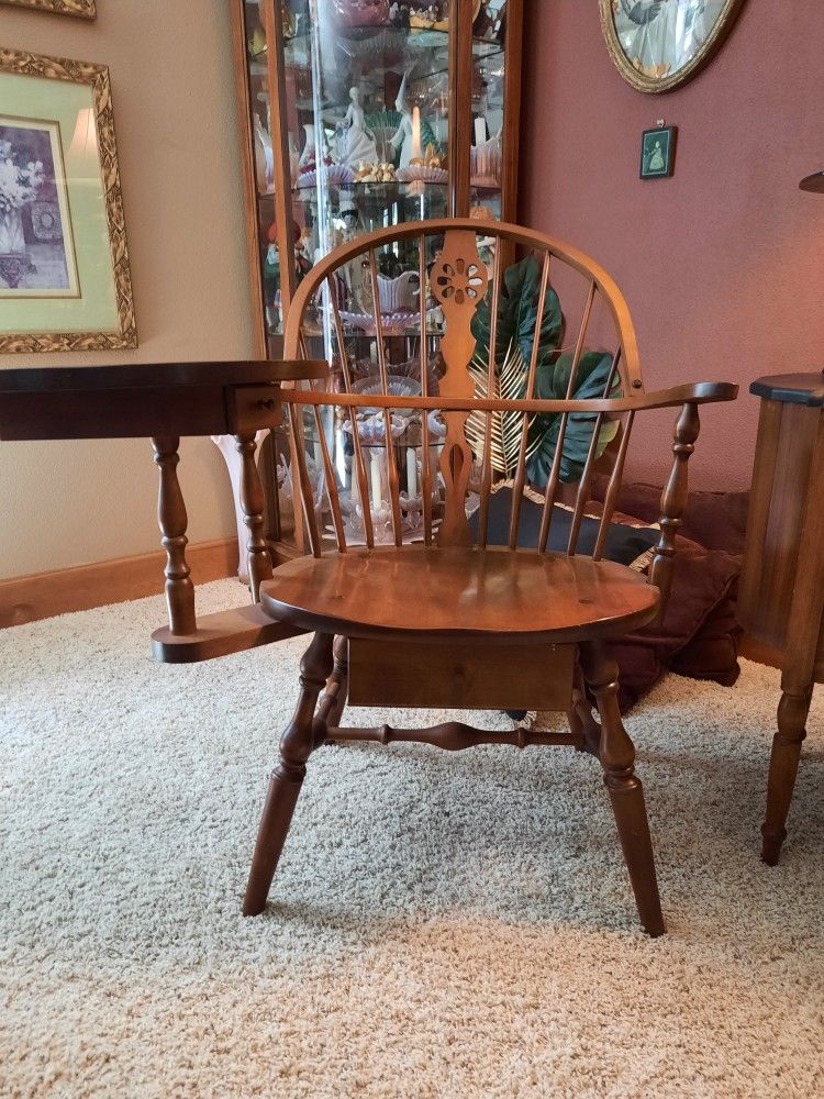 Windsor Writing Desk, Chair With 2 Drawers.