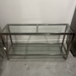 Modern Glass Table with Stainless Steel Frame