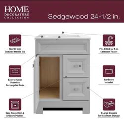 24.5 in. W x 18.75 in. D x 34.375 in. H Single Sink Bath Vanity