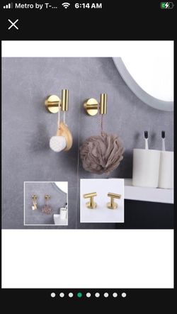 Bathroom Brushed Gold Coat Hook SUS 304 Stainless Steel Single Towel/Robe Clothes Hooks ...
