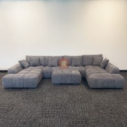 Luxury Oversized Lounge Style U-Shape Modular Double Chaise Sectional Sofa Couch with Ottoman