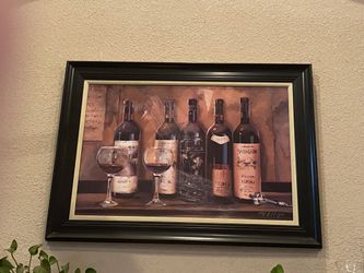 Large Wine Painting Framed
