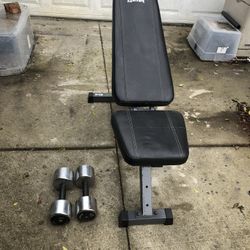 Adjust Bench Pair of 25 Lb Chrome Dumbbells
