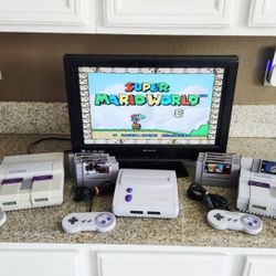 (3) Super Nintendo Sets Complete with 5 Games Each (See description for details)
