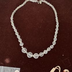 Sterling Silver Art Deco, Estate Rock Crystal Necklace