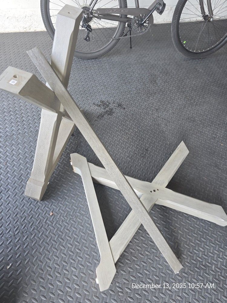 Dining Table Base / Wood Table Legs (Gray) – Solid Wood