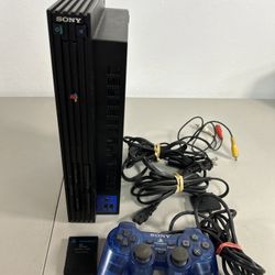 Sony PlayStation 2 PS2 Fat Console Black W/ Cords, Controller & Network Adapter