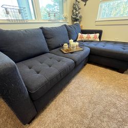 Navy Blue Sectional With Storage Chaise 