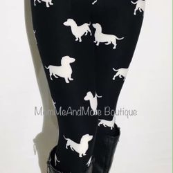 NEW Womens Dachshund Dog Leggings Soft As Lularoe OS/TC/TC2 