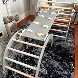 Montessori Climbing Structure - Pikler Triangle, Arch Rocker, Ramp, and Slide