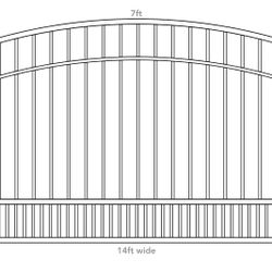 14ft Wide Single Swing Driveway gate Arch Iron Gates