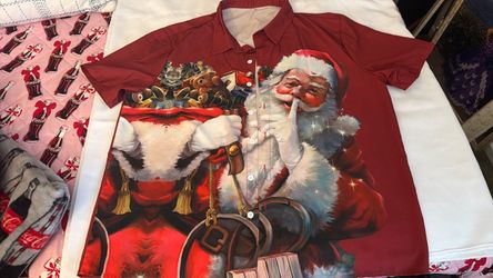 Santa Claus Christmas Button-Up Shirt