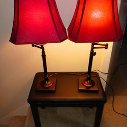 Lamps Set Of Two Beautiful Scarlet Red Book Nook Lamps Great For Libraries Dan's Living Rooms Bedroom Beautiful Brass Swing Arm Vintage Gorgeous