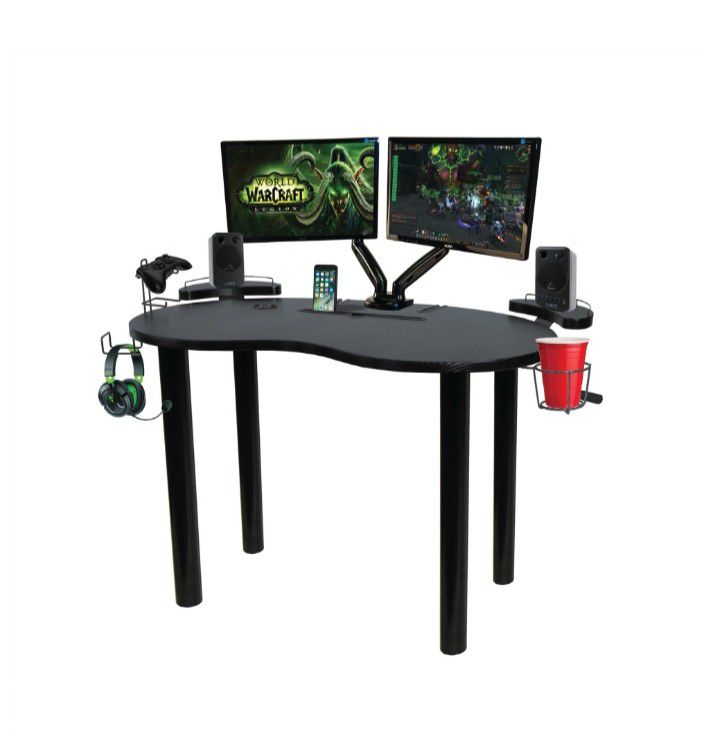 Gaming Desk with multiple Hangers and Drink Holder