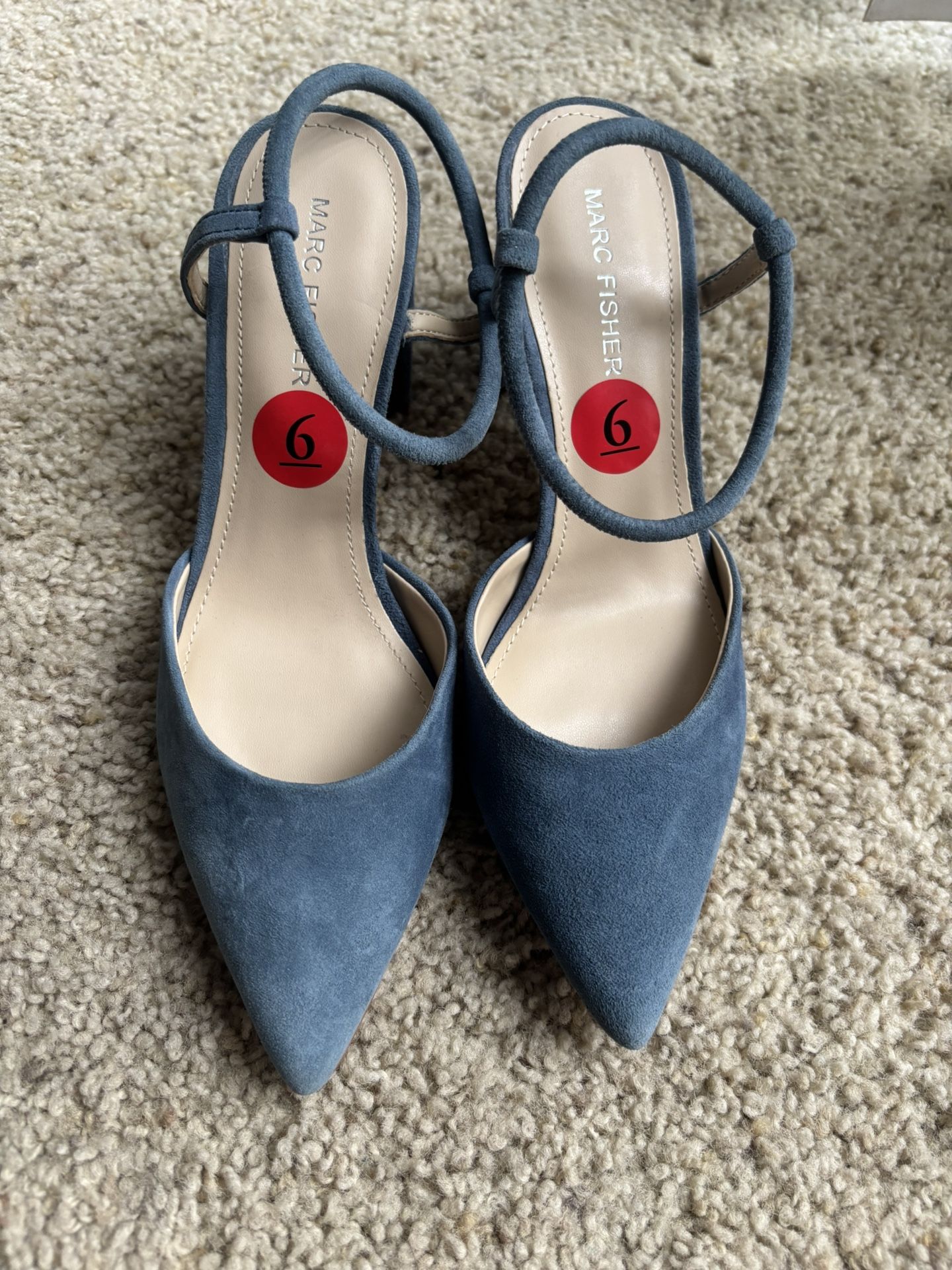 Marc Fisher Blue Heeled Slingbacks