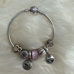 Authentic PANDORA “Unique As You Are” Bangle Bracelet with 7pcs charms