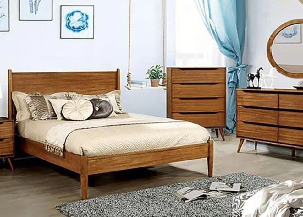 Lennart MCM Queen Platform Bed