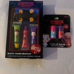 Stranger Things Lip Balms And Lip Gloss With Charm Bracelet