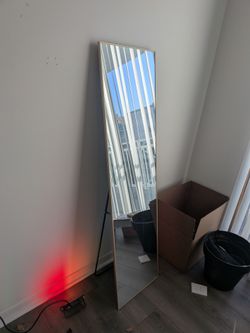 Full-Length Freestanding Mirror with Gold-Tone Frame