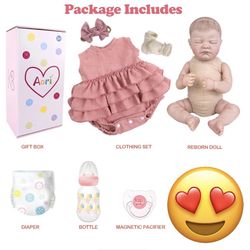 (9999-151)Aori Reborn Baby Dolls Realistic - Lifelike 20 Inches Newborn Baby Doll Girls with Poseable Limbs and Feeding Kit Included, Nice Gift for Ki