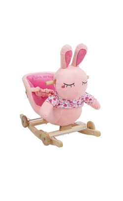 Stuffed Animal Rocker Wooden & Plush Rocking Horse Chair for Toddlers