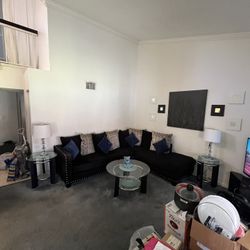 Moving Sale. Extra Large Sectional Sulfa Dining Table W/4 Chairs. Black Leather Barstools And Much Much More.