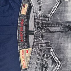 Rivet De Cru Black Jeans 36x34 | Unique Stitching Like True Religion | Stylish Denim
