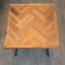 Ashley Solid Wood Square End Table - Chevron Pattern