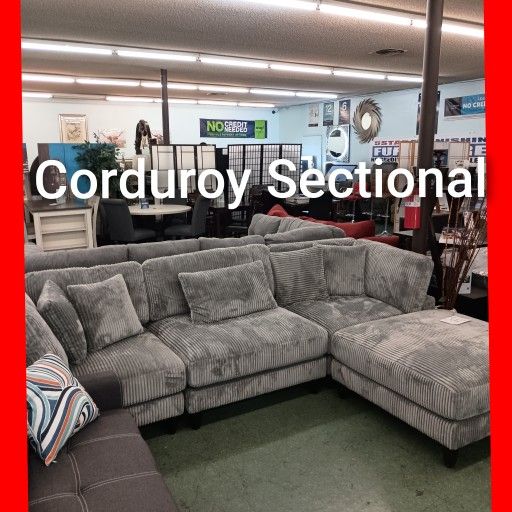 Grey Corduroy Sectional 