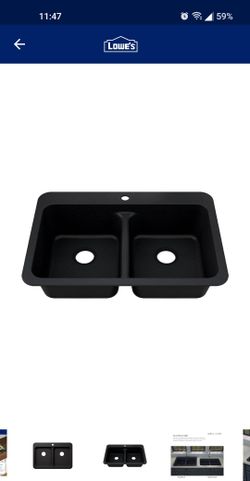 Double Bowl Sink 33x22x8in 50/50 Granite Kitchen Sink Drop-In Or Undermount Installation - New
