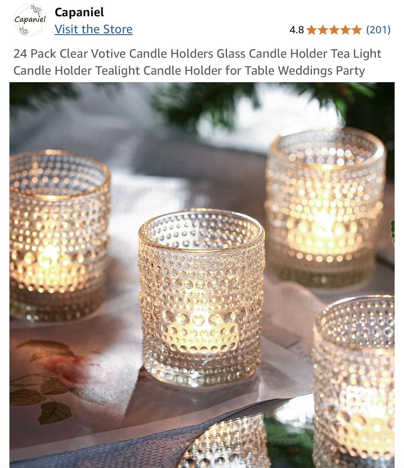 24 Clear Votive Candle Holder