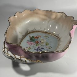 1890’s German handmade and painted floral dish