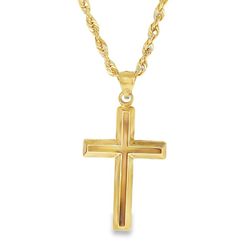 10k Yellow Gold Cross Charm Necklace