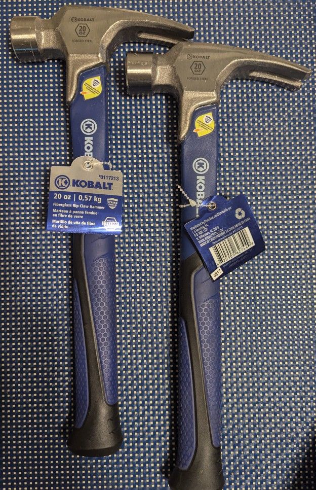 2 New Kobalt 20oz Fiberglass Rip Claw Hammer
