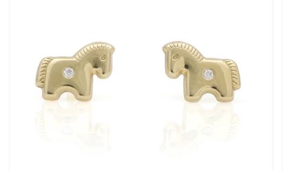 Horse Stud Earrings in 18k Yellow Gold Children's Jewelry
