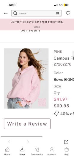 PINK quarter zip hoodie