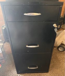 Black metal filing cabinet $10