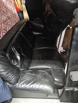 Hand-stitched Italian leather sofa and love seat