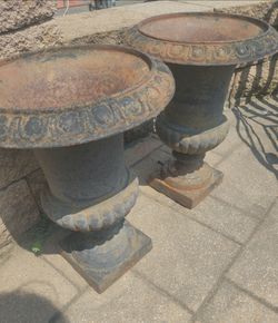 Pair of antique iron pots