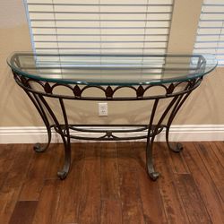 Glass and Iron Console Table